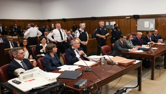 Trump was pictured in courtroom images seated at the table set aside for defendants and their attorneys. Two attorneys were sitting on either side of the former president as he was encircled by them. AP Trump was pictured in courtroom images seated at the table set aside for defendants and their attorneys. Two attorneys were sitting on either side of the former president as he was encircled by them. AP