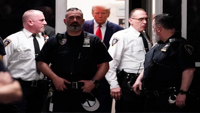 In preparation for his arraignment on Tuesday, Trump was held by police at the Manhattan district attorney’s office. He was later charged with a crime and entered a plea. AP In preparation for his arraignment on Tuesday, Trump was held by police at the Manhattan district attorney’s office. He was later charged with a crime and entered a plea. AP
