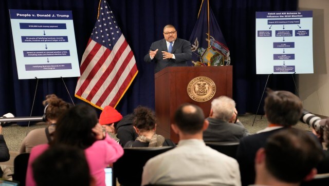 And it wasn’t only Trump speaking to the media. Earlier, Manhattan District Attorney Alvin Bragg also addressed the media after the arraignment. He said Trump allegedly participated in a two-year plot to advance his 2016 presidential campaign, suppressing damaging facts and fabricating financial records of his corporation to hide his tracks. AP And it wasn’t only Trump speaking to the media. Earlier, Manhattan District Attorney Alvin Bragg also addressed the media after the arraignment. He said Trump allegedly participated in a two-year plot to advance his 2016 presidential campaign, suppressing damaging facts and fabricating financial records of his corporation to hide his tracks. AP