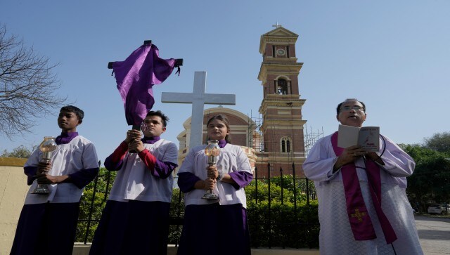 In New Mexico, thousands of Catholics are making the trek to a historic Adobe Church as part of a Holy Week tradition that spans generations, carrying heavy wooden crosses and praying as they make their way through the high desert landscape. AP In New Mexico, thousands of Catholics are making the trek to a historic Adobe Church as part of a Holy Week tradition that spans generations, carrying heavy wooden crosses and praying as they make their way through the high desert landscape. AP