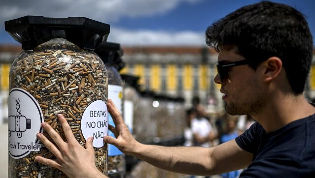 Environmental activists pile up 6 lakh cigarette butts to raise awareness on pollution Environmental activists pile up 6 lakh cigarette butts to raise awareness on pollution