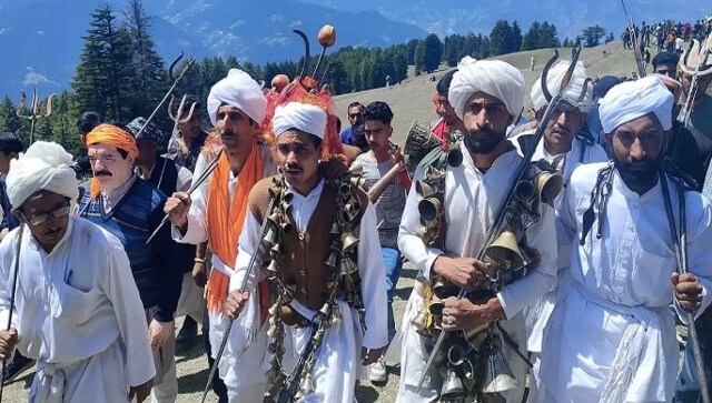 In Jammu’s Bhaderwah, thousands of people thronged the ancient high-altitude Subar-Nag temple to celebrate the Baisakhi festival. The festival at this temple is considered the first in the country. PTI