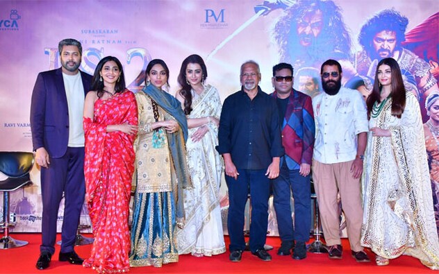The starcast of PS2 were seen in Mumbai at a press conference to promote the most-awaited cinematic spectacle. Present during the media event were legendary director Mani Ratnam, A.R. Rahman, Actor Chiyaan Vikram, Aishwarya Rai Bachchan, Trisha Krishnan, Karthi, Jayam Ravi, Aishwarya Lekshmi, and Sobhita Dhulipala. The starcast of PS2 were seen in Mumbai at a press conference to promote the most-awaited cinematic spectacle. Present during the media event were legendary director Mani Ratnam, A.R. Rahman, Actor Chiyaan Vikram, Aishwarya Rai Bachchan, Trisha Krishnan, Karthi, Jayam Ravi, Aishwarya Lekshmi, and Sobhita Dhulipala.