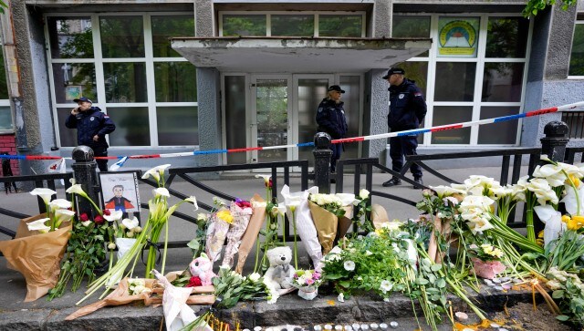 Serbian police on Thursday urged citizens to lock up their guns after a 13-year-old boy used his father’s guns in a shooting rampage that killed eight of his fellow students and a school guard, sending shock waves through the nation. AP