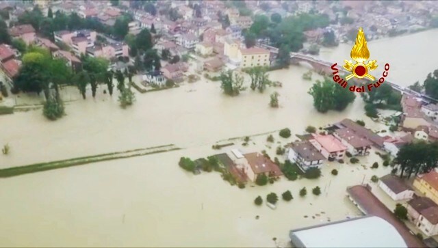 In all, some 900 people in flooded areas of northern Italy were evacuated by late Tuesday night, some taking shelter in gyms or schools, the radio report said. In the tourist town of Ravenna in northeast Italy, authorities urged residents to move to upper stories of buildings to ride out the storm. AP In all, some 900 people in flooded areas of northern Italy were evacuated by late Tuesday night, some taking shelter in gyms or schools, the radio report said. In the tourist town of Ravenna in northeast Italy, authorities urged residents to move to upper stories of buildings to ride out the storm. AP