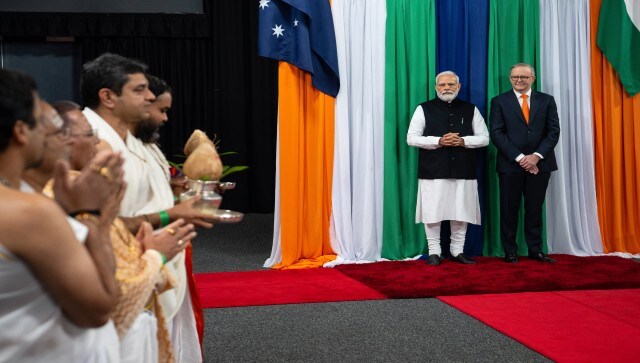 PM Narendra Modi and Australian PM Albanese are welcomed as they arrive for the Indian community event in Sydney. News18 quoted NRI Shashi Prabha saying, “All of us are excited for PM Modi to arrive. That is the most important thing for us at the moment.” AP PM Narendra Modi and Australian PM Albanese are welcomed as they arrive for the Indian community event in Sydney. News18 quoted NRI Shashi Prabha saying, “All of us are excited for PM Modi to arrive. That is the most important thing for us at the moment.” AP