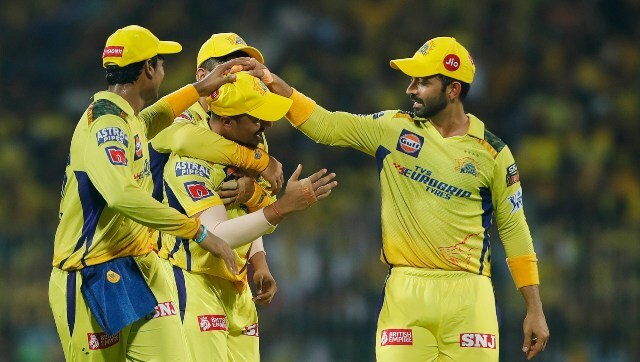 Substitute fielder Subhranshu Senapati celebrates with teammates after running Darshan Nalkande out with a direct hit. Sportzpics Substitute fielder Subhranshu Senapati celebrates with teammates after running Darshan Nalkande out with a direct hit. Sportzpics