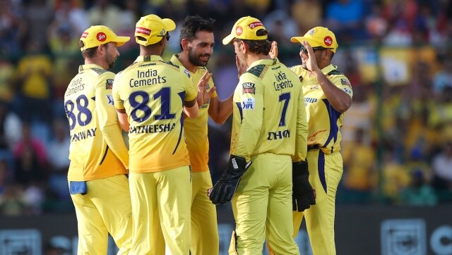 Deepak Chahar took two wickets in two balls to dismiss Philip Salt and Rilee Rossouw as DC got off to a dreadful start against CSK. Image: Sportzpics