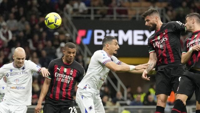 Serie A: Olivier Giroud hits hat-trick for AC Milan in top-four race