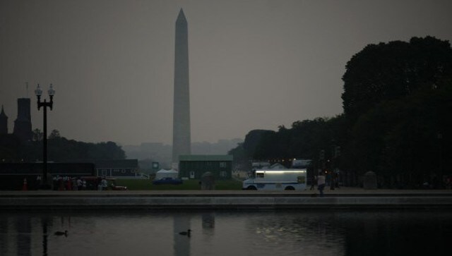The Washington Monument is seen at dusk through hazy skies caused by Canadian wildfires on 7 June in Washington, DC. In Washington, DC, Mayor Muriel Bowser ordered schools to cancel outdoor recess, sports and field trips Thursday. AFP The Washington Monument is seen at dusk through hazy skies caused by Canadian wildfires on 7 June in Washington, DC. In Washington, DC, Mayor Muriel Bowser ordered schools to cancel outdoor recess, sports and field trips Thursday. AFP