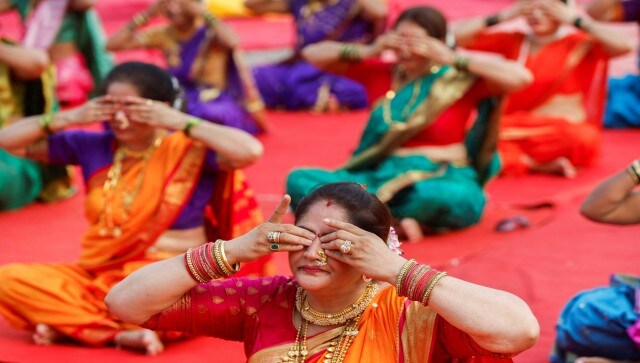 <span class="highlight" data-qa-component="highlight-text">In Mumbai, young girls were seen wearing the traditional Maharashtrian saree and participating in yoga </span>in front of the Taj Hotel. On this International Yoga Day, India is not only raising awareness of the health benefits of yoga and meditation but also highlighting the talent of its tribal artists. Reuters <span class="highlight" data-qa-component="highlight-text">In Mumbai, young girls were seen wearing the traditional Maharashtrian saree and participating in yoga </span>in front of the Taj Hotel. On this International Yoga Day, India is not only raising awareness of the health benefits of yoga and meditation but also highlighting the talent of its tribal artists. Reuters