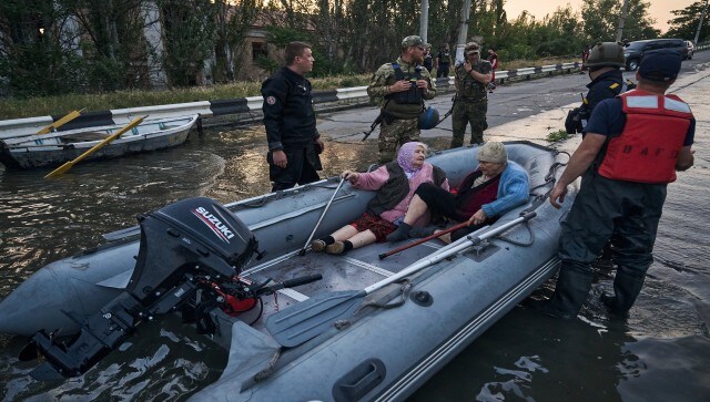 The island neighbourhood was one residential area in the direct slipstream of Tuesday’s catastrophe, which experts said was expected to play out over days as pent-up waters from the Kakhovka reservoir wash their way unhindered toward the Black Sea. AP
