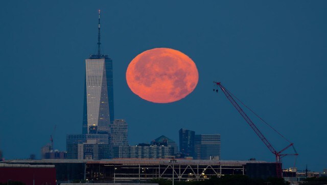 Strawberry Moon setting behind One World Trade Center, New York. Many of the names for full moons, including the worm moon in March and the flower moon in May, have their roots in early Native American tribes. Image Courtesy: @DanTVusa/Twitter Strawberry Moon setting behind One World Trade Center, New York. Many of the names for full moons, including the worm moon in March and the flower moon in May, have their roots in early Native American tribes. Image Courtesy: @DanTVusa/Twitter