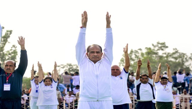 Madhya Pradesh chief minister Shivraj Singh Chouhan performs yoga on the International Day of Yoga, in Jabalpur. “Not just our country but the whole world is now passionate about Yoga,” he said on the special day. PTI Madhya Pradesh chief minister Shivraj Singh Chouhan performs yoga on the International Day of Yoga, in Jabalpur. “Not just our country but the whole world is now passionate about Yoga,” he said on the special day. PTI