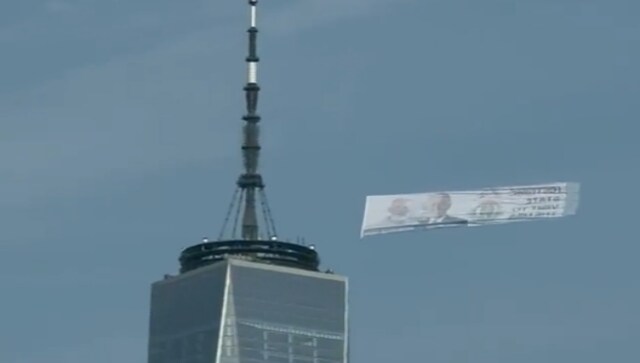 WATCH: Federation of Indian Associations flies 250-feet banner in New York to welcome PM Modi
