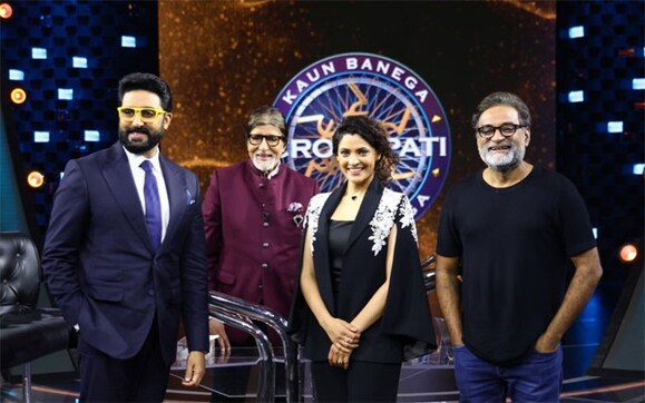 Abhishek Bachchan turns host for 'Kaun Banega Crorepati 15' as Amitabh Bachchan watches with R. Balki and Saiyami Kher Abhishek Bachchan turns host for 'Kaun Banega Crorepati 15' as Amitabh Bachchan watches with R. Balki and Saiyami Kher