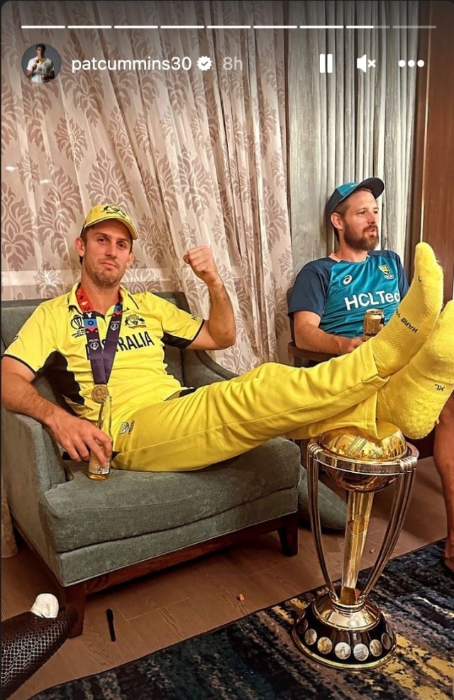 Mitchell Marsh Rests Feet On World Cup Trophy After Beating India Gets