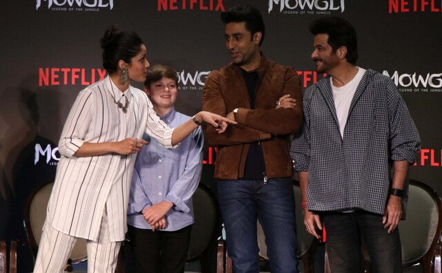 Freida Pinto who plays Mowgli's adoptive human mother in both, the English and Hindi versions was also present at the event. Firstpost/ Sachin Gokhale Freida Pinto who plays Mowgli's adoptive human mother in both, the English and Hindi versions was also present at the event. Firstpost/ Sachin Gokhale