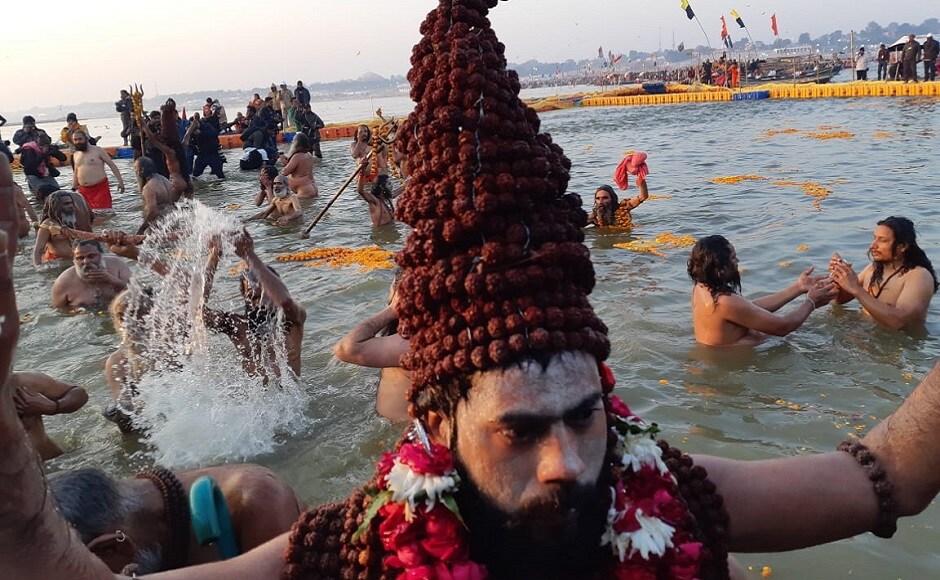 The Hindu culture believes that bathing in the waters of the Ganges absolves people of sins; and bathing at the time of the Kumbh Mela, brings salvation from the cycle of life and death. Saurabh Sharma/101 Reporters