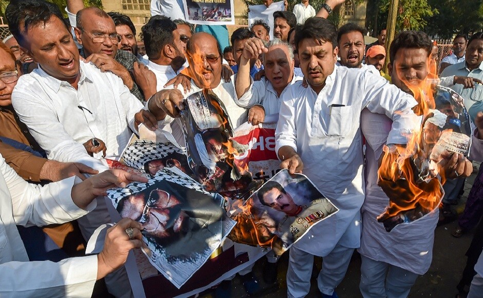 Some members of the Youth Congress were detained as they attempted to march towards the Pakistan High Commission to protest against the audacious attack in south Kashmir. PTI Some members of the Youth Congress were detained as they attempted to march towards the Pakistan High Commission to protest against the audacious attack in south Kashmir. PTI