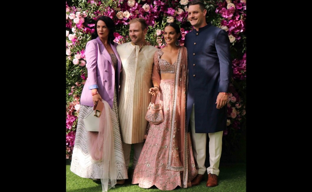 Mitchell McClenaghan (right) with his girlfriend Renee Brown at Akash Ambani and Shloka Mehta's wedding. Photo: Sachin Gokhale Mitchell McClenaghan (right) with his girlfriend Renee Brown at Akash Ambani and Shloka Mehta's wedding. Photo: Sachin Gokhale