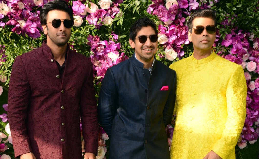 (From L to R) Ranbir Kapoor, Ayan Mukerji and Karan Johar at Akash, Shloka's wedding. Photo: Sachin Gokhale (From L to R) Ranbir Kapoor, Ayan Mukerji and Karan Johar at Akash, Shloka's wedding. Photo: Sachin Gokhale