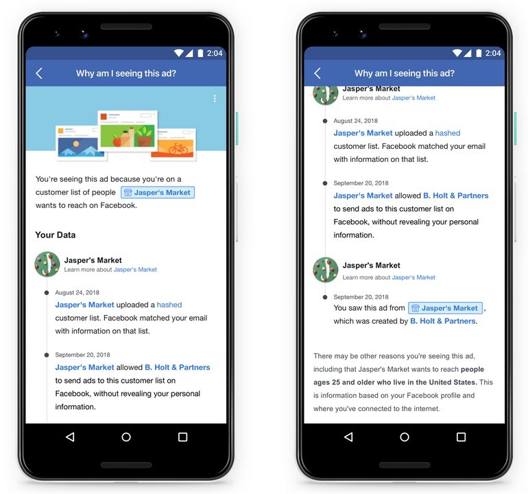 'Why am I seeing this ad?' improvements. Image: Facebook