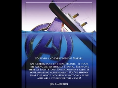 Avengers: Endgame — James Cameron salutes Marvel team for 'sinking Titanic' to become second highest-grossing film Avengers: Endgame — James Cameron salutes Marvel team for 'sinking Titanic' to become second highest-grossing film