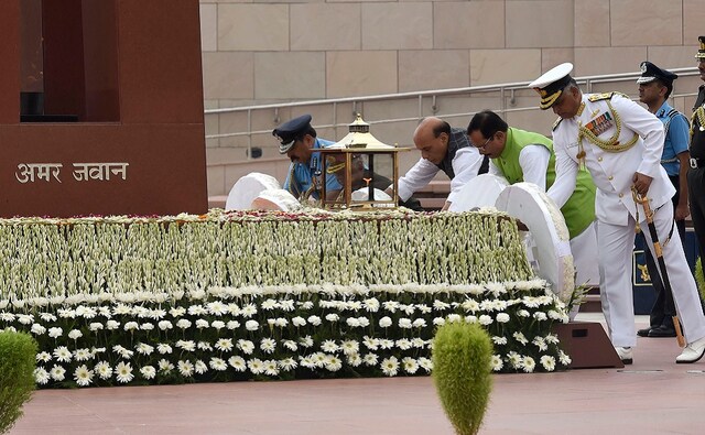 President Ram Nath Kovind, Prime Minister Narendra Modi, Defence Minister Rajnath Singh led the nation in paying tributes to the Kargil heroes, taking pride in the courage, bravery, and dedication of the soldiers who were part of the operation. PTI President Ram Nath Kovind, Prime Minister Narendra Modi, Defence Minister Rajnath Singh led the nation in paying tributes to the Kargil heroes, taking pride in the courage, bravery, and dedication of the soldiers who were part of the operation. PTI