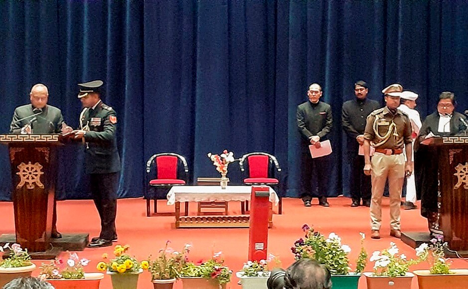Chief Justice of Jammu and Kashmir High Court Geeta Mittal also administered the oath to Mathur. He served as expenditure secretary at the Centre before getting appointed as Lieutenant Governor of Ladakh. PTI Chief Justice of Jammu and Kashmir High Court Geeta Mittal also administered the oath to Mathur. He served as expenditure secretary at the Centre before getting appointed as Lieutenant Governor of Ladakh. PTI