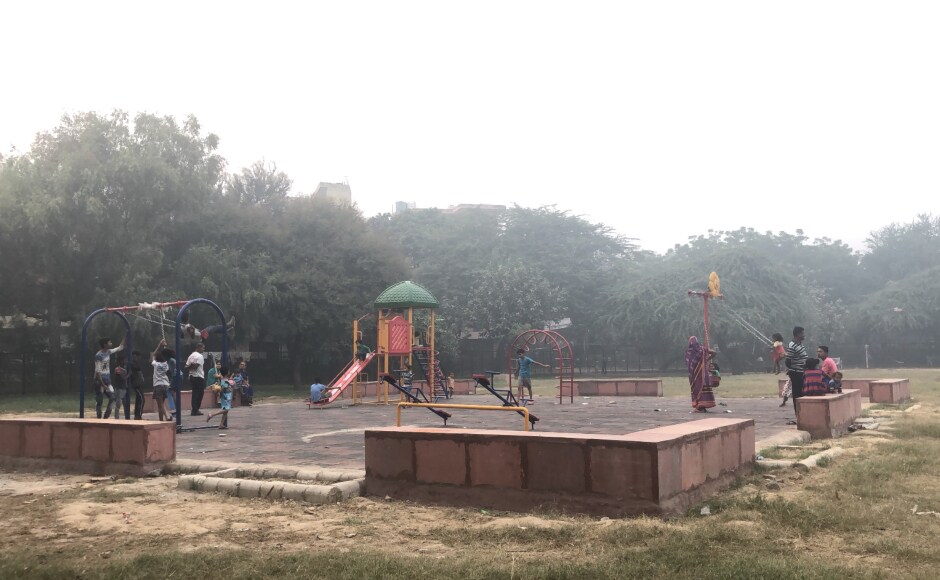 Though schools were shut until the pollution could be curbed in the city, children continued to play at a park in Janakpuri West Though schools were shut until the pollution could be curbed in the city, children continued to play at a park in Janakpuri West