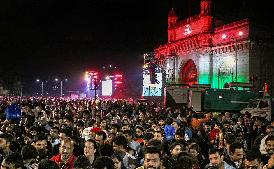 People gathered in huge numbers at important landmarks like Gateway of India in Mumbai and India Gate in Delhi, on beach fronts and local hotspots and many visited temples, churches and other shrines. PTI People gathered in huge numbers at important landmarks like Gateway of India in Mumbai and India Gate in Delhi, on beach fronts and local hotspots and many visited temples, churches and other shrines. PTI