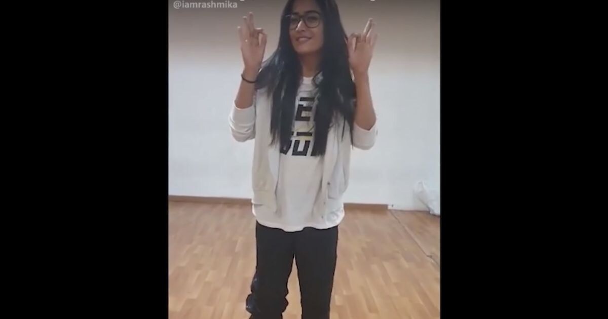 Rashmika Mandana dancing to 'He's So Cute' on TikTok. Image from YouTube