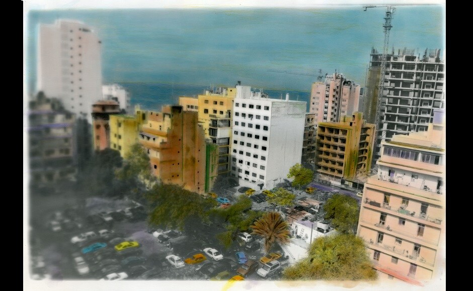 Photograph by Mohammed Al Kouh. In the picture: Fraction of Beirut. This hand coloured gelatine silver print is testament to the existence of Beirut, the cradle of history and culture. "This was my first glimpse of the city from my hotel room window - it looked nothing like the idealistic views I had seen in postcards. I saw layers of Beirut here, its romantic past and its urban decay. I left this city finally understanding - that Beirut's pulse, its lifeline, is its people," says Al Kouh. | (2012) Photograph by Mohammed Al Kouh. In the picture: Fraction of Beirut. This hand coloured gelatine silver print is testament to the existence of Beirut, the cradle of history and culture. "This was my first glimpse of the city from my hotel room window - it looked nothing like the idealistic views I had seen in postcards. I saw layers of Beirut here, its romantic past and its urban decay. I left this city finally understanding - that Beirut's pulse, its lifeline, is its people," says Al Kouh. | (2012)