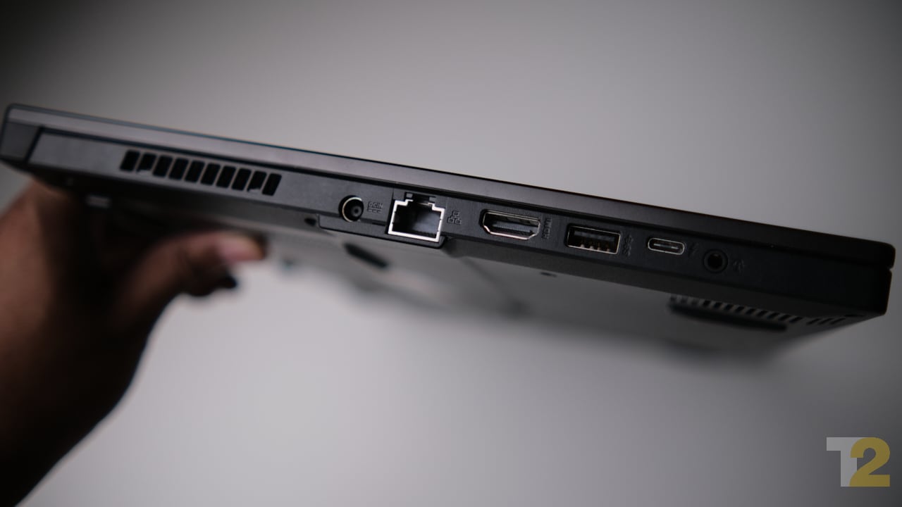 You get a decent selection of ports, including Thunderbolt 3 and a full size Ethernet jack. Two additional USB-A ports can be found on the other side. Image: Anirudh Regidi