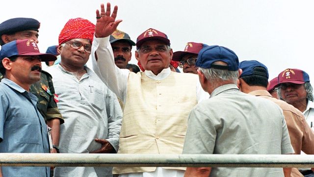 File image of Prime Minister Atal Behari Vajpayee waving to cameramen as he stands on the edge of the crater at the Shakti-1 site, where an underground nuclear test took place on 11 May. AFP File image of Prime Minister Atal Behari Vajpayee waving to cameramen as he stands on the edge of the crater at the Shakti-1 site, where an underground nuclear test took place on 11 May. AFP
