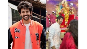Kartik Aaryan is blessed after his darshan of Lalbaugcha Raja on Ganesh Chaturthi