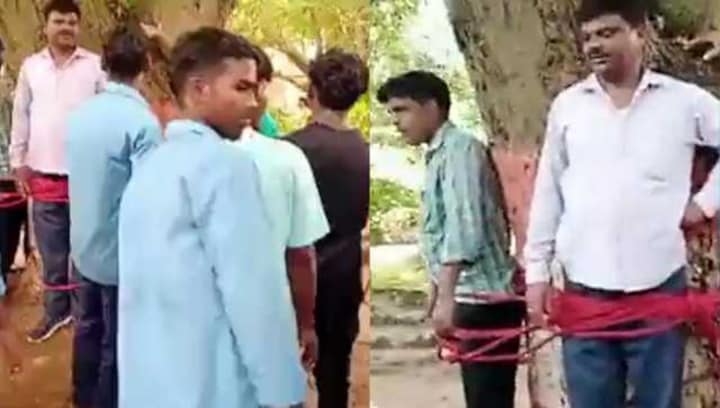 WATCH: In Jharkhand's Dumka, students tie teachers to tree, beat them over poor marks in exams