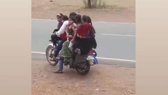 'Survival of maximum': Twitter stunned after man spotted riding with 7 on two-wheeler