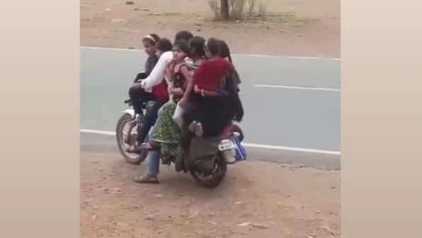 'Survival of maximum': Twitter stunned after man spotted riding with 7 on two-wheeler