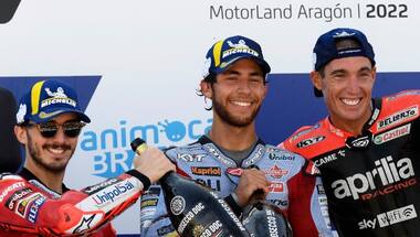 MotoGP: Enea Bastianini wins Aragon Grand Prix on last lap as Fabio Quartararo crashes out