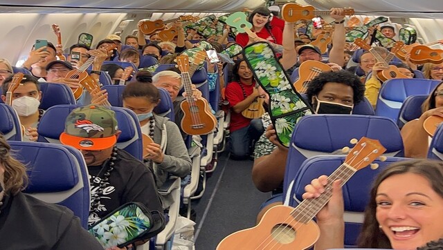 Southwest Airlines partners with Guitar Center to surprise passengers with ukulele lesson Southwest Airlines partners with Guitar Center to surprise passengers with ukulele lesson