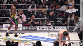 Watch: Floyd Mayweather knocks out Mikuru Asakura in front of watching Manny Pacquiao
