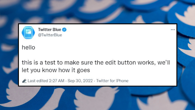 Twitter’s edit button is finally here: Platform’s Twitter Blue handle sends out the first edited tweet Twitter’s edit button is finally here: Platform’s Twitter Blue handle sends out the first edited tweet