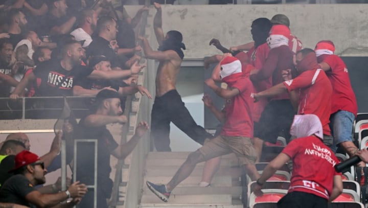 Europa Conference League: One fan critical as violent clashes mar Nice-Cologne fixture