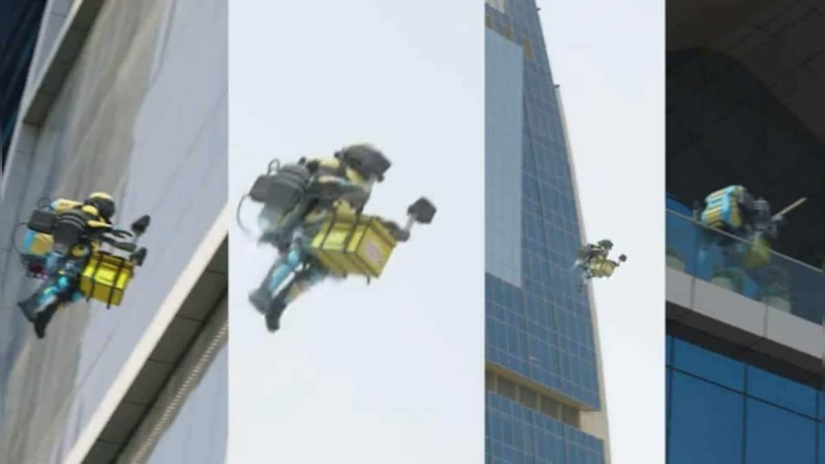 Only in Saudi Arabia: Video of a man flying using a jetpack to deliver food goes viral