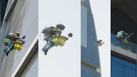 Only in Saudi Arabia: Video of a man flying using a jetpack to deliver food goes viral