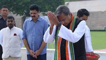 Tharoor visits Rajghat ahead of filing nomination papers for Congress chief poll