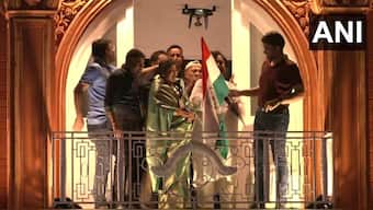 Sourav Ganguly waves tricolour from 'Lord’s balcony' in Kolkata Durga Puja pandal