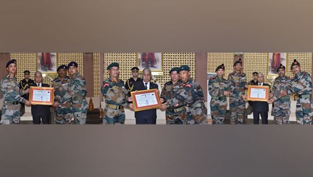 Arunachal Pradesh: Governor Dr BD Mishra presents citations to Indian army units at Raj Bhavan Arunachal Pradesh: Governor Dr BD Mishra presents citations to Indian army units at Raj Bhavan